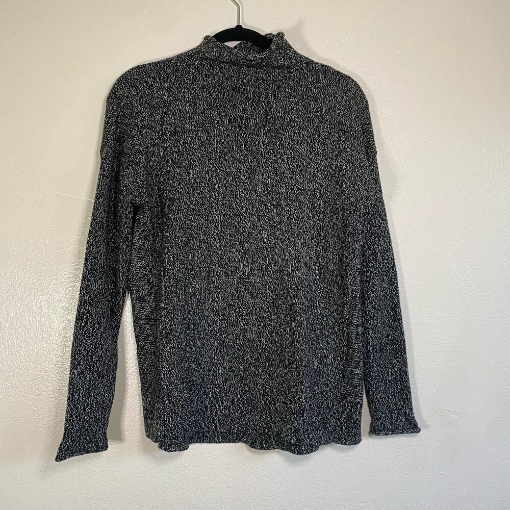 Tahari Slouchy Cotton-Blend Rolled Hem Cowl Neck Sweater Black/White Size S